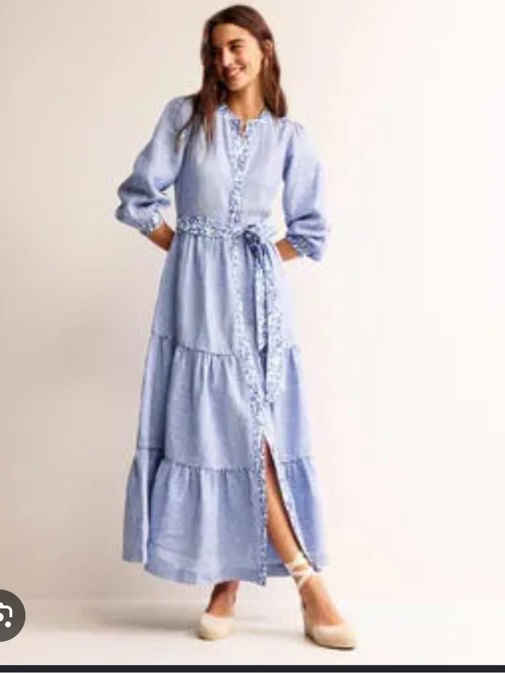 Boden alba linen maxi dress in blue size 10P NWT style D0884